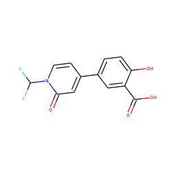 O=C(O)c1cc(-c2ccn(C(F)F)c(=O)c2)ccc1O ZINC000045299088