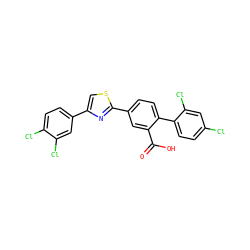 O=C(O)c1cc(-c2nc(-c3ccc(Cl)c(Cl)c3)cs2)ccc1-c1ccc(Cl)cc1Cl ZINC000219600817