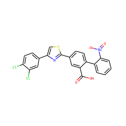 O=C(O)c1cc(-c2nc(-c3ccc(Cl)c(Cl)c3)cs2)ccc1-c1ccccc1[N+](=O)[O-] ZINC000206471309