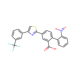 O=C(O)c1cc(-c2nc(-c3cccc(C(F)(F)F)c3)cs2)ccc1-c1ccccc1[N+](=O)[O-] ZINC000204983076