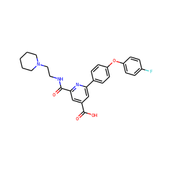 O=C(O)c1cc(C(=O)NCCN2CCCCC2)nc(-c2ccc(Oc3ccc(F)cc3)cc2)c1 ZINC000114592528