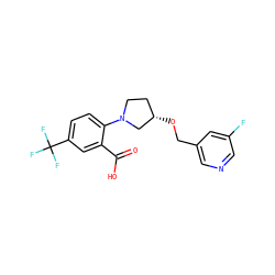 O=C(O)c1cc(C(F)(F)F)ccc1N1CC[C@H](OCc2cncc(F)c2)C1 ZINC000103252343