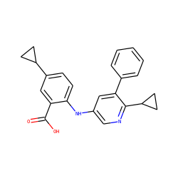 O=C(O)c1cc(C2CC2)ccc1Nc1cnc(C2CC2)c(-c2ccccc2)c1 ZINC000113898696