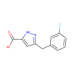 O=C(O)c1cc(Cc2cccc(F)c2)n[nH]1 ZINC000028948726
