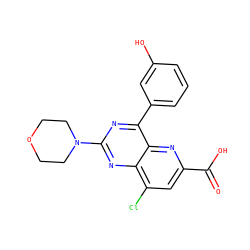 O=C(O)c1cc(Cl)c2nc(N3CCOCC3)nc(-c3cccc(O)c3)c2n1 ZINC000143023250