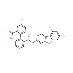 O=C(O)c1cc(Cl)ccc1-c1ccc(Cl)cc1C(=O)NC1=CC2=C(CC1)c1c(Cl)cc(Cl)cc1C2 ZINC000053298564