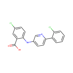 O=C(O)c1cc(Cl)ccc1Nc1ccc(-c2ccccc2Cl)nc1 ZINC000113898634