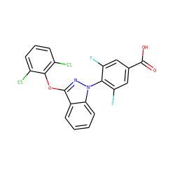 O=C(O)c1cc(F)c(-n2nc(Oc3c(Cl)cccc3Cl)c3ccccc32)c(F)c1 ZINC001772636510
