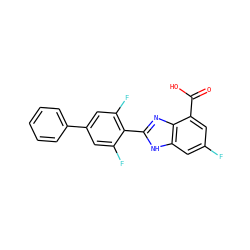 O=C(O)c1cc(F)cc2[nH]c(-c3c(F)cc(-c4ccccc4)cc3F)nc12 ZINC000113981874