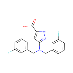 O=C(O)c1cc(N(Cc2cccc(F)c2)Cc2cccc(F)c2)n[nH]1 ZINC000043021092