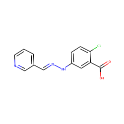 O=C(O)c1cc(N/N=C/c2cccnc2)ccc1Cl ZINC000004924152