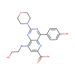 O=C(O)c1cc(NCCO)c2nc(N3CCOCC3)nc(-c3ccc(O)cc3)c2n1 ZINC000169698801