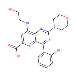 O=C(O)c1cc(NCCO)c2nc(N3CCOCC3)nc(-c3ccccc3O)c2n1 ZINC000169698816