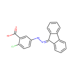 O=C(O)c1cc(NN=C2c3ccccc3-c3ccccc32)ccc1Cl ZINC000004924489
