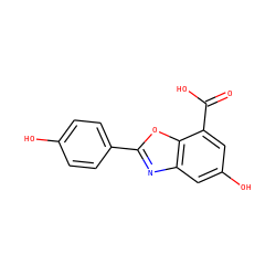 O=C(O)c1cc(O)cc2nc(-c3ccc(O)cc3)oc12 ZINC000013583671