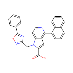 O=C(O)c1cc2c(-c3cccc4ccccc34)nccc2n1Cc1noc(-c2ccccc2)n1 ZINC000098208379