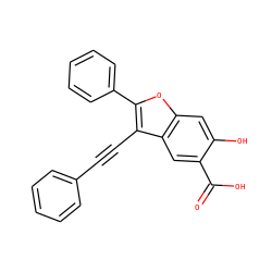 O=C(O)c1cc2c(C#Cc3ccccc3)c(-c3ccccc3)oc2cc1O ZINC000095598303