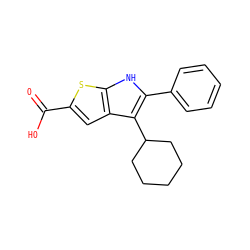 O=C(O)c1cc2c(C3CCCCC3)c(-c3ccccc3)[nH]c2s1 ZINC000036350431