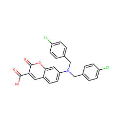 O=C(O)c1cc2ccc(N(Cc3ccc(Cl)cc3)Cc3ccc(Cl)cc3)cc2oc1=O ZINC000205347907
