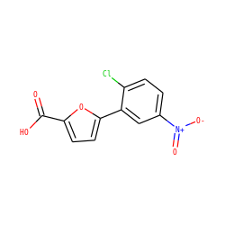O=C(O)c1ccc(-c2cc([N+](=O)[O-])ccc2Cl)o1 ZINC000000570088