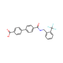 O=C(O)c1ccc(-c2ccc(C(=O)NCc3ccccc3C(F)(F)F)cc2)cc1 ZINC000653796731