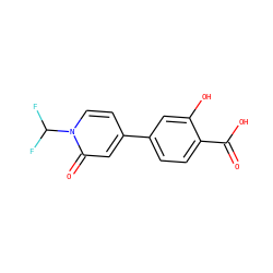 O=C(O)c1ccc(-c2ccn(C(F)F)c(=O)c2)cc1O ZINC000045284595