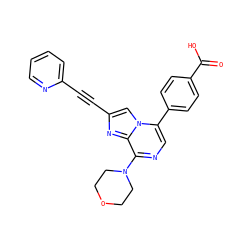 O=C(O)c1ccc(-c2cnc(N3CCOCC3)c3nc(C#Cc4ccccn4)cn23)cc1 ZINC001772609823