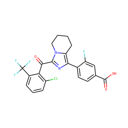 O=C(O)c1ccc(-c2nc(C(=O)c3c(Cl)cccc3C(F)(F)F)n3c2CCCC3)c(F)c1 ZINC000473081276