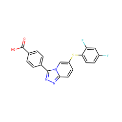 O=C(O)c1ccc(-c2nnc3ccc(Sc4ccc(F)cc4F)cn23)cc1 ZINC000045349832