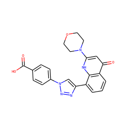 O=C(O)c1ccc(-n2cc(-c3cccc4c(=O)cc(N5CCOCC5)[nH]c34)nn2)cc1 ZINC000150059912