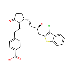 O=C(O)c1ccc(CC[C@H]2C(=O)CC[C@@H]2/C=C/[C@@H](O)Cc2sc3ccccc3c2Cl)cc1 ZINC001772621298