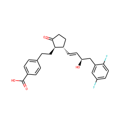 O=C(O)c1ccc(CC[C@H]2C(=O)CC[C@@H]2/C=C/[C@H](O)Cc2cc(F)ccc2F)cc1 ZINC001772585188
