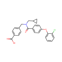 O=C(O)c1ccc(CN(CC2CC2)C(=O)c2ccc(Oc3ccccc3Cl)cc2)cc1 ZINC000584598345