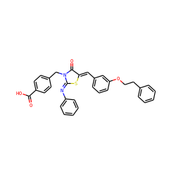 O=C(O)c1ccc(CN2C(=O)/C(=C/c3cccc(OCCc4ccccc4)c3)S/C2=N\c2ccccc2)cc1 ZINC000103234657