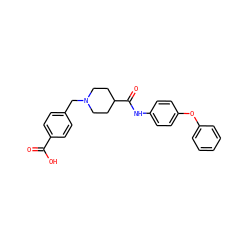 O=C(O)c1ccc(CN2CCC(C(=O)Nc3ccc(Oc4ccccc4)cc3)CC2)cc1 ZINC000040934234
