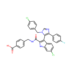 O=C(O)c1ccc(CNC(=O)c2[nH]c3cc(Cl)ccc3c2-c2c(-c3ccc(F)cc3)ncn2Cc2ccc(Cl)cc2)cc1 ZINC001772632758