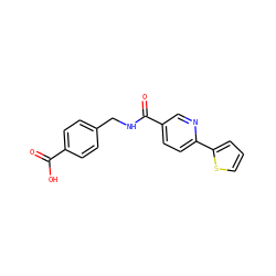 O=C(O)c1ccc(CNC(=O)c2ccc(-c3cccs3)nc2)cc1 ZINC000148698930