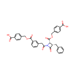 O=C(O)c1ccc(COC(=O)c2cccc(CC(=O)N3C(=O)[C@@H](Cc4ccccc4)[C@H]3C(=O)OCc3ccc(C(=O)O)cc3)c2)cc1 ZINC000029252576