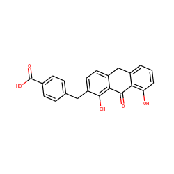 O=C(O)c1ccc(Cc2ccc3c(c2O)C(=O)c2c(O)cccc2C3)cc1 ZINC000013606163