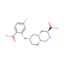 O=C(O)c1ccc(Cl)cc1S[C@H]1CC[C@H]2CN[C@H](C(=O)O)C[C@H]2C1 ZINC000034044890
