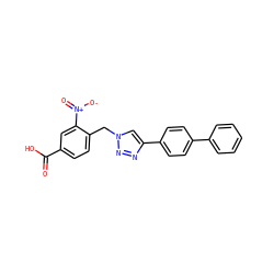 O=C(O)c1ccc(Cn2cc(-c3ccc(-c4ccccc4)cc3)nn2)c([N+](=O)[O-])c1 ZINC000066114039