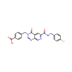 O=C(O)c1ccc(Cn2cnc3cnc(C(=O)NCc4ccc(Cl)cc4)cc3c2=O)cc1 ZINC000029133014