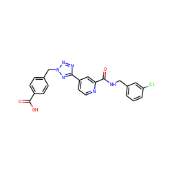 O=C(O)c1ccc(Cn2nnc(-c3ccnc(C(=O)NCc4cccc(Cl)c4)c3)n2)cc1 ZINC000045339836