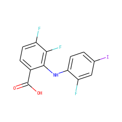O=C(O)c1ccc(F)c(F)c1Nc1ccc(I)cc1F ZINC000014985564