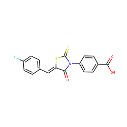 O=C(O)c1ccc(N2C(=O)/C(=C/c3ccc(F)cc3)SC2=S)cc1 ZINC000000966740