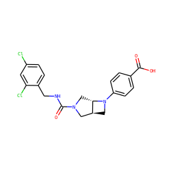 O=C(O)c1ccc(N2C[C@H]3CN(C(=O)NCc4ccc(Cl)cc4Cl)C[C@@H]32)cc1 ZINC000205436368