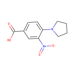 O=C(O)c1ccc(N2CCCC2)c([N+](=O)[O-])c1 ZINC000003884580