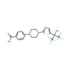 O=C(O)c1ccc(N2CCN(c3ncc(C(O)(C(F)(F)F)C(F)(F)F)s3)CC2)cc1 ZINC000064540690