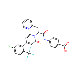 O=C(O)c1ccc(NC(=O)[C@@H](Cc2ccccn2)n2ccc(-c3cc(Cl)ccc3C(F)(F)F)cc2=O)cc1 ZINC001772569705