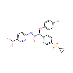 O=C(O)c1ccc(NC(=O)[C@@H](Oc2ccc(Cl)cc2)c2ccc(S(=O)(=O)C3CC3)cc2)nc1 ZINC000205608397